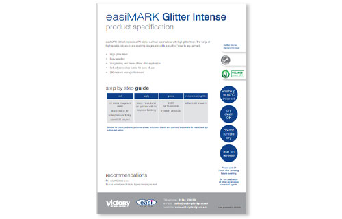 easimark glitter intense spec sheet