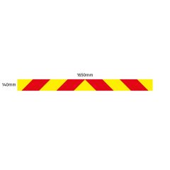 Chevron Board in Nikkalite Crystal Grade Red & HI-SCAL Fluo Yellow - 1650 x 140mm
