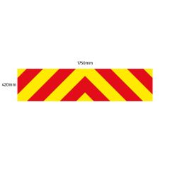 Chevron Board in Nikkalite Crystal Grade Red & HI-SCAL Fluo Yellow - 1750 x 420mm