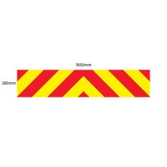 Chevron Board in Nikkalite Crystal Grade Red & HI-SCAL Fluo Yellow - 1850 x 380mm