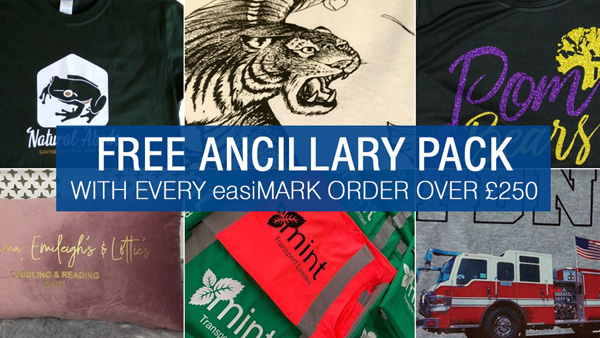 Free ancillary pack with online orders of t-shirt vinyl