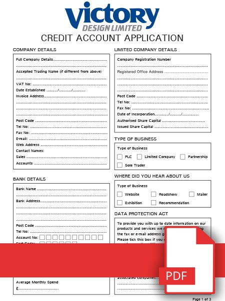 Victory Design Credit Application Form